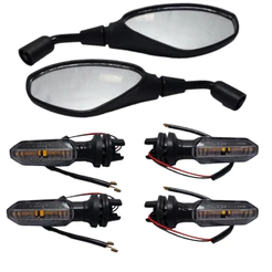Retrovisor Bmw F800 Curto Honda + 4 Piscas Seta Led Twister