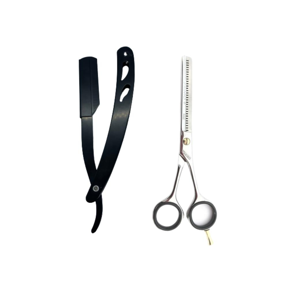 Tesoura Tondeo Desfiadeira 6 Polegadas + Navalhate Profissional