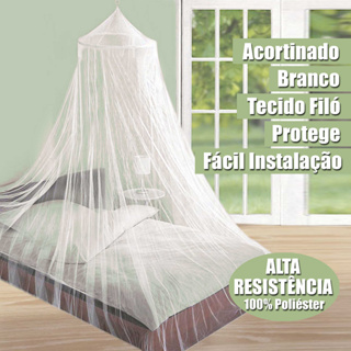 Mosquiteiro Cortinado De Teto Casal Grande em Filó Branco 280cm Altura Tecido Super Resistente 100% Poliéster em Oferta na Shopee