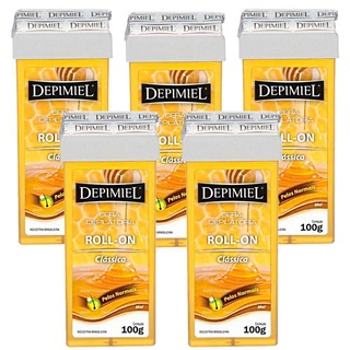 Kit 5 Unid Cera Depilatória Depimiel Roll-on Clássica 100g em Oferta na Shopee