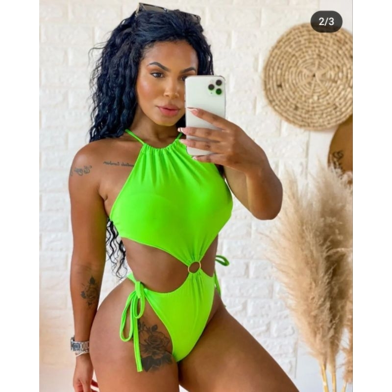 Body maiô com Bojo Triquini Cavado Argola em 3D