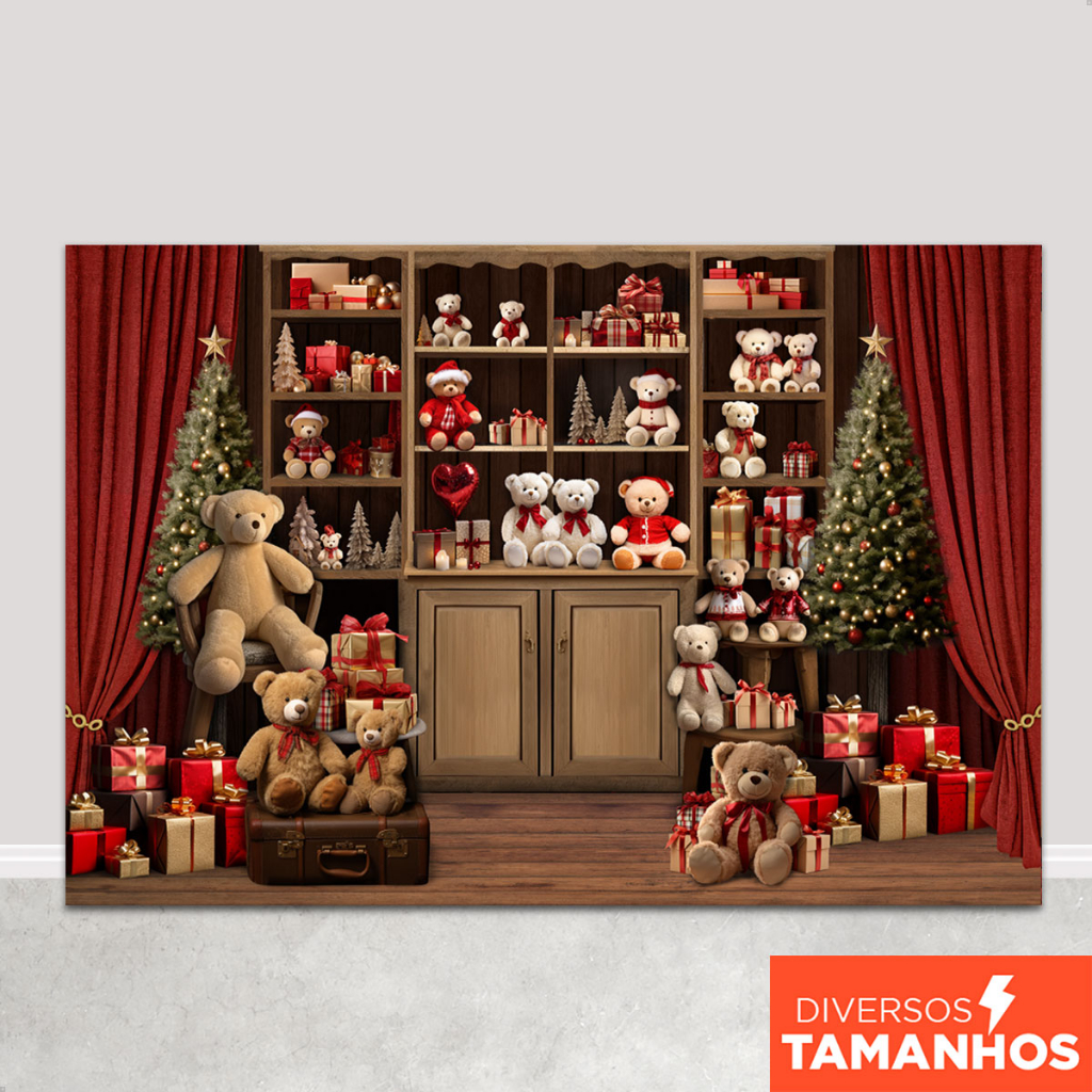 Painel Fundo Fotográfico Natal Cenário Loja De Brinquedos Em Tecido Sublimado para Foto em Oferta na Shopee