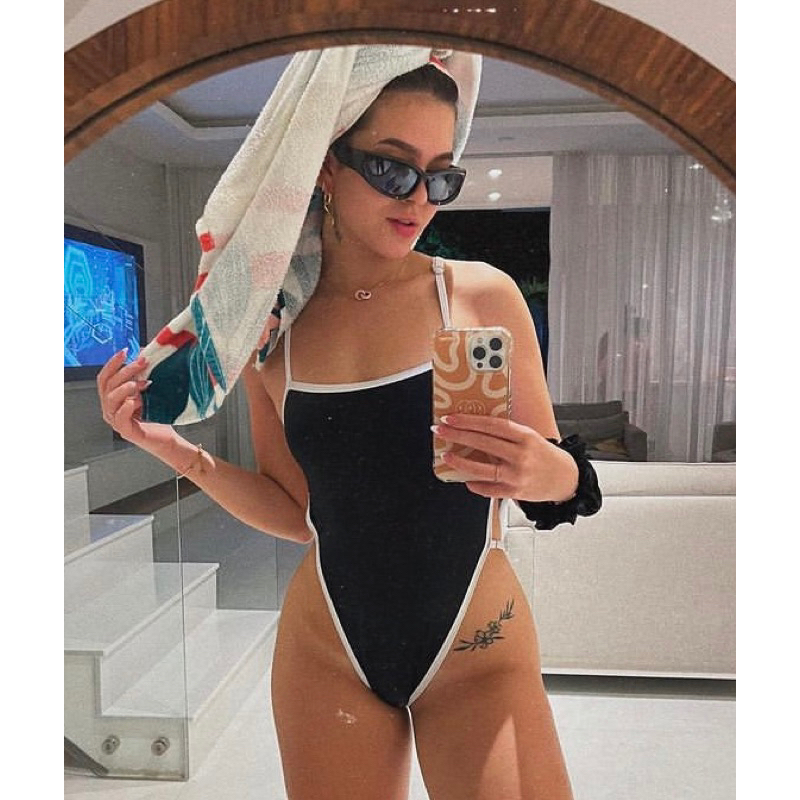 Body/maiô mel maia cavado, preto e vermelho, verão, 2024, moda praia, maiô praiano, decote nas costas, última moda