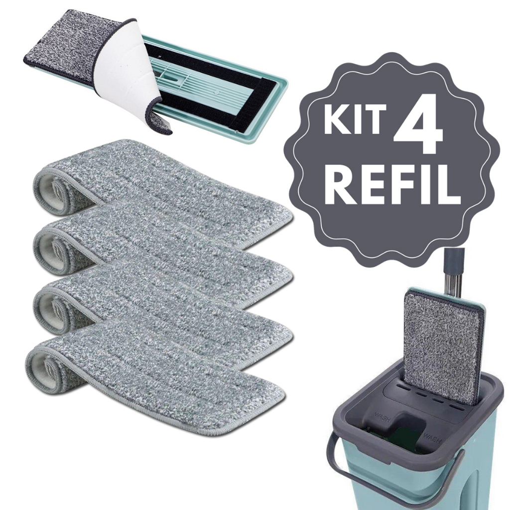 Kit Refil Para Flat Mop Com 4 Unidades - 123 Útil