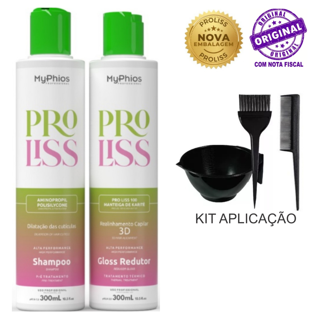Myphios - Kit Escova Proliss Progressiva 3d - 2x300ml + Kit Aplicação em Oferta na Shopee