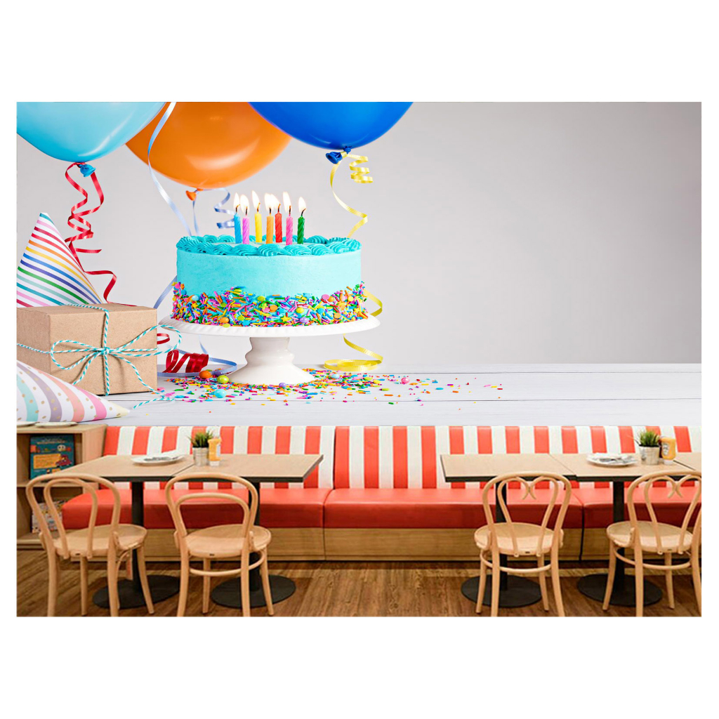 Papel de Parede Alimento Adesivo Decorativo Decoração Confeitaria Bolos Aniversario - AL095