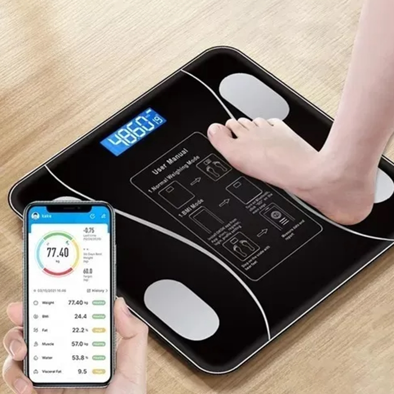 Balança Digital Bioimpedância 180KG Academia malhar Bluetooth Fitness Treino Balança De Banheiro Pilhas balança de cozinha