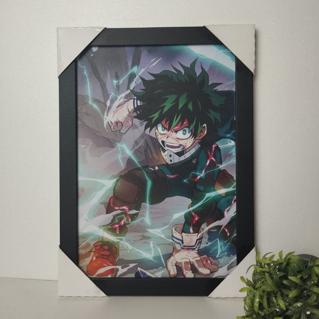 Quadro Decorativo com Moldura Anime My Hero Academia Deku uma decoração elegante com este objeto para quarto sala