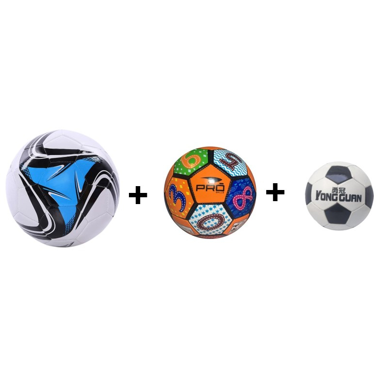 KIT - 3 Bolas De Futebol Tam 5 Tam 3 Tam 2 Oficial Couro Sintético Cor Sortida produto testado e aprovado.