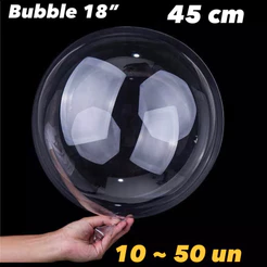 KIT Balão Bubble Transparente Bobo 18” 45 Centímetros (CHOCO)