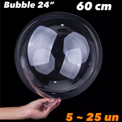 KIT 5~25 Bubble Balão Transparente Bobo 24 POLEGADAS 60 Cm (CHOCO)