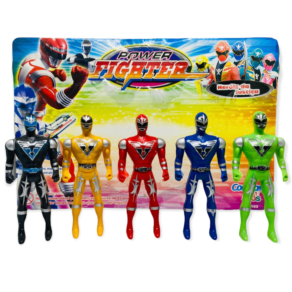 Boneco Power Rangers 5 Bonecos Articulado Brinquedo Menino