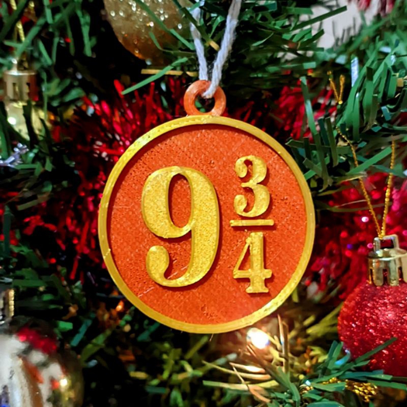 Decoração Enfeite para Árvore de Natal Geek Harry Potter Plataforma 9 3/4 Hogwarts Grifinória Sonserina