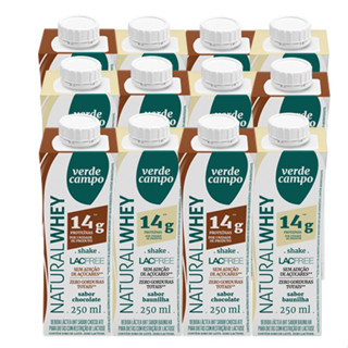 Shake Natural Whey Verde Campo Chocolate E Baunilha 250Ml 14G - Pack C/12Un