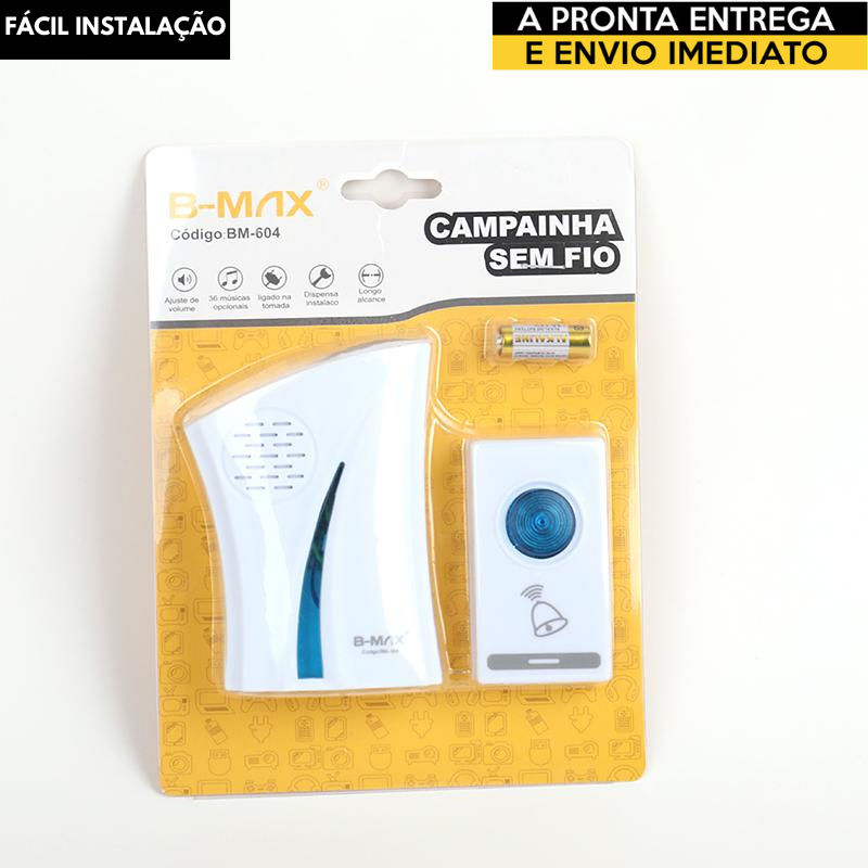 Campainha Sem Fio Residencial 36 Toques A Pilha Fácil Instalação
