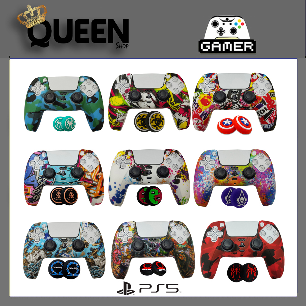 Capa Case Ps5 de Silicone Personalizada COM PAR DE GRIP Controle Proteção Dualsense Ps5