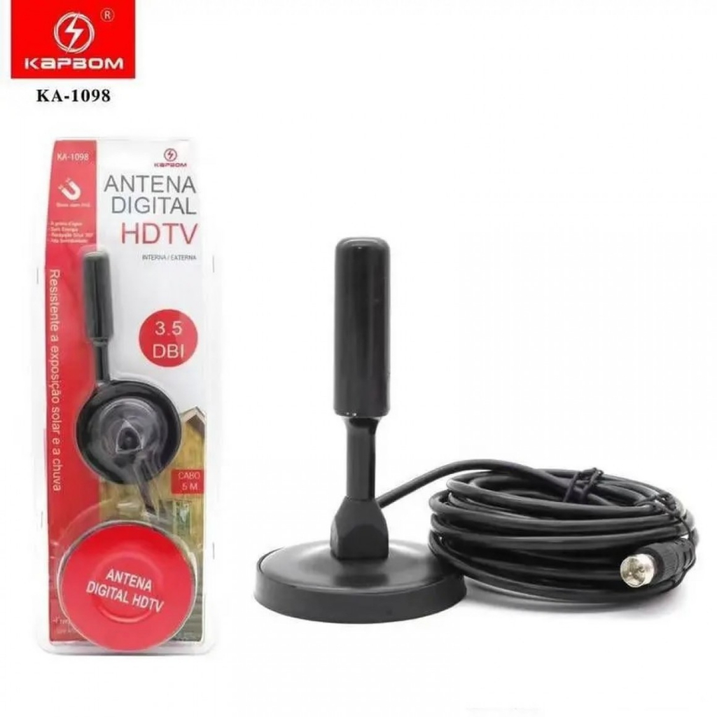 Antena Digital HDTV 3.5 DBI Kapbom KA-1098 Resistente a Exposição Solar e a Chuva