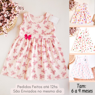 Vestido de Bebê em Algodão Menina Cecilia Roupa Infantil