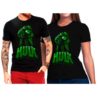 Kit casal camiseta Hulk heróis vingadores 100% algodão