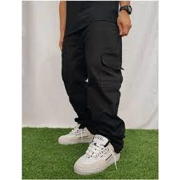 calça cargo sarja ou jeans masculino feminino larga 6 bolsos skate e outras cores calça cargo sarja em Oferta na Shopee