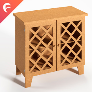 Comoda Treliça Com 2 Portas Em Mdf Cru Decorativa 65X31X66