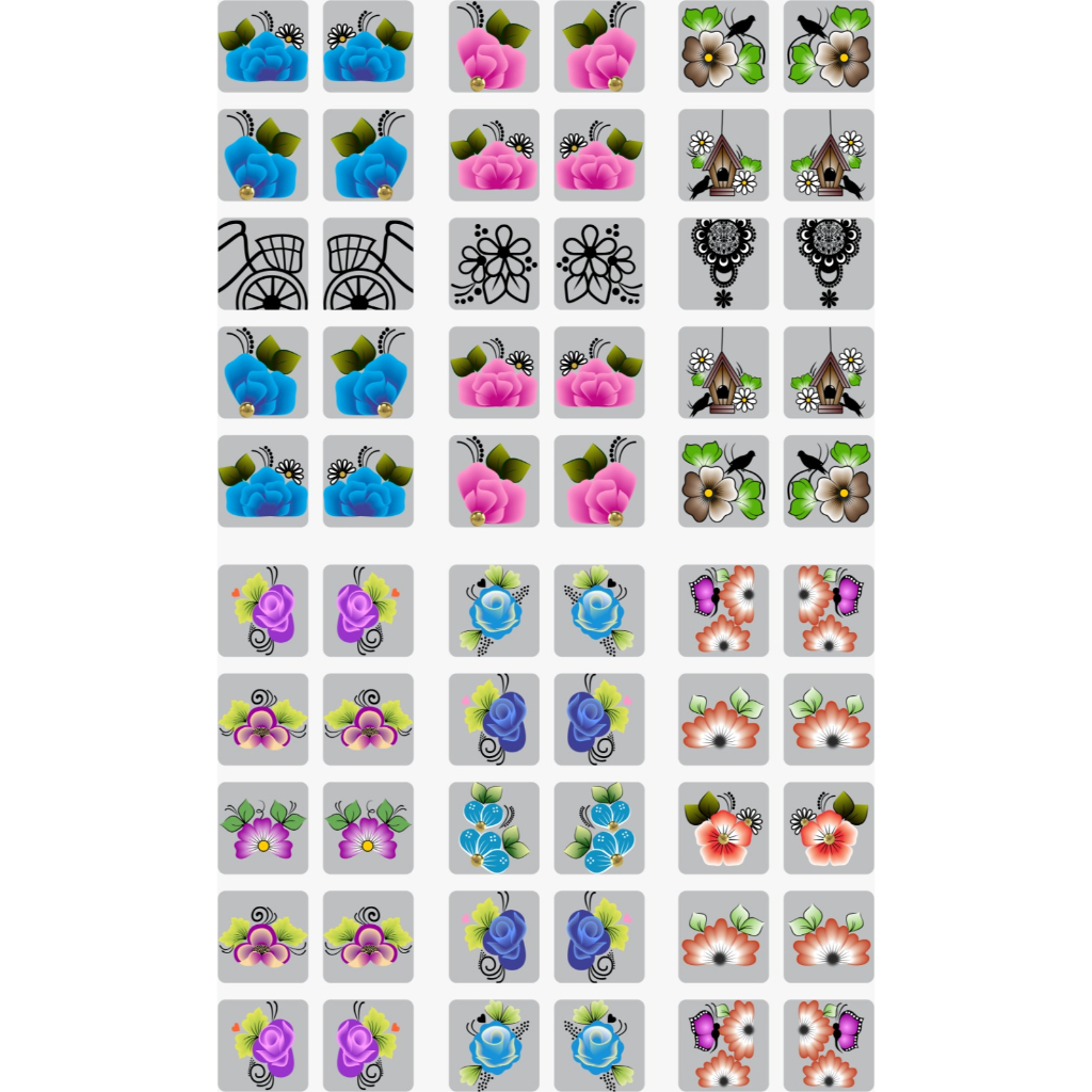 120 adesivos de unha 3D no cartelao pré pronto desenhos variados em Oferta na Shopee