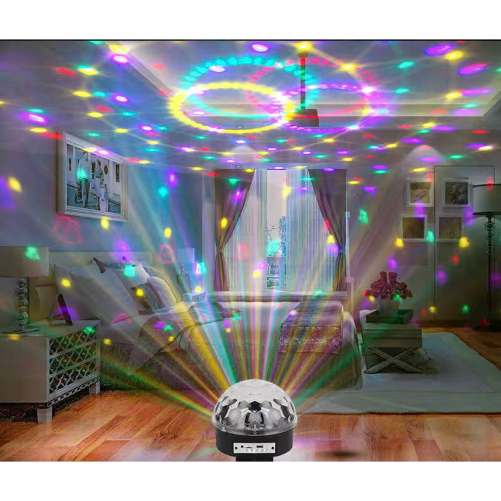 Globo Projetor Luz de Balada RGB Giratório Musical Bluetooth[cor aleatorio branco ou preto]