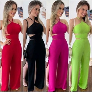 macacão longo feminina Alana Tamanho Único (veste 38 ao 42) em Oferta na Shopee