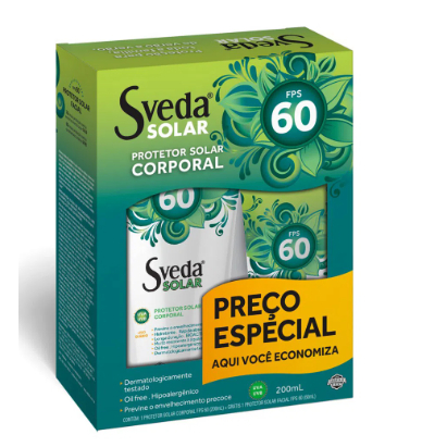 Protetor Solar Sveda Corporal FPS60 200ml + Protetor Solar Sveda Facial FPS60 60ml