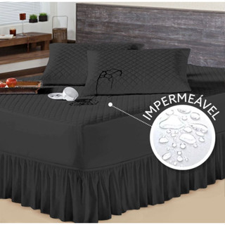 Kit Protetor Colchão Queen Impermeável + Saia Box Matelada