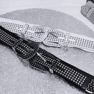 Cinto elástico largo e versátil com fivela dupla e decoração personalizada sem rebites em Oferta na Shopee