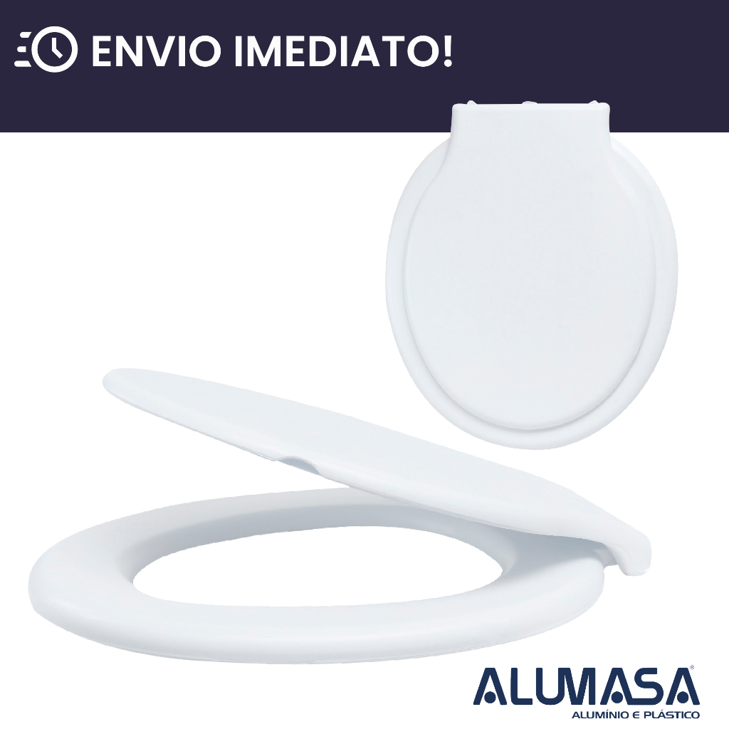 Assento Sanitário Branco Confortável Oval Tampa de Vaso Universal (compatível com todas as marcas de vaso) Alumasa