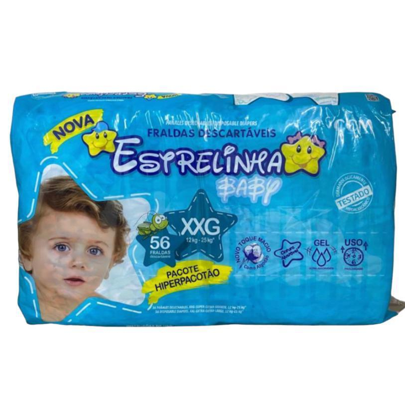 Fralda DESCARTAVEL INFANTIL BARATA Estrelinha Baby XXG Cobertura Suave ótima para escolinha