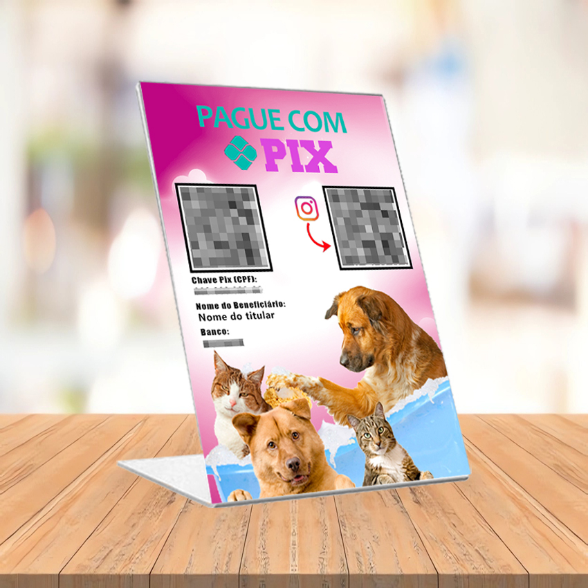 Placa Pix Personalizada Pet shop - Display Qr Code Pix e Instagram