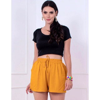 short viscose com bolso