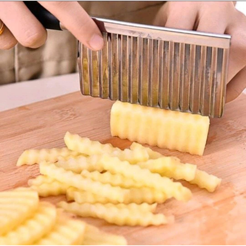 Cortador Ondulado De Batata Inox Fatiador Legumes Frutas Verduras Faca Cozinha Batata Chips