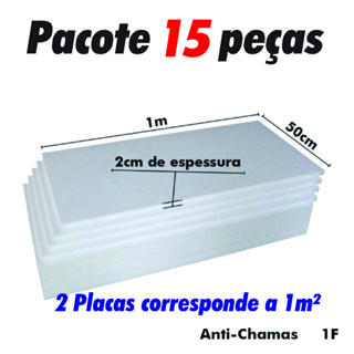 15 Placas Isopor Antichamas Espessura 20mm ( 2cm ) Tamanho 100x50x2cm Termoacústico em Oferta na Shopee