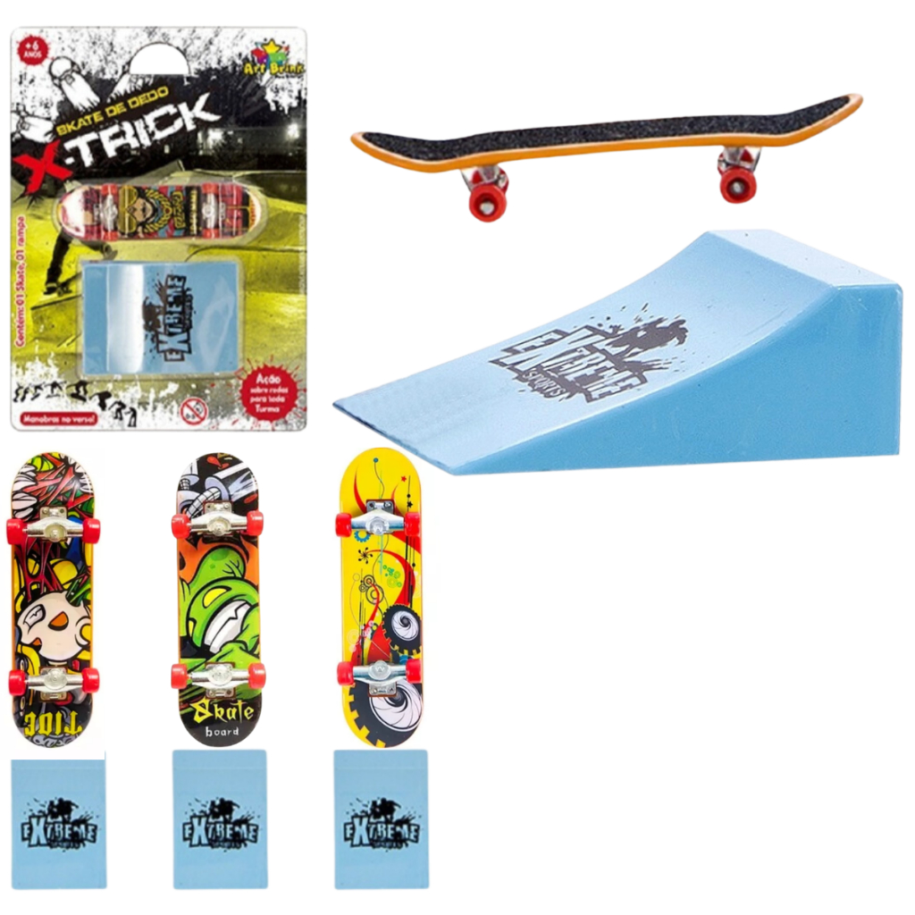 Kit Skate De Dedo c/lixa + Rampa Brinquedo Skate Extremo E Radical OFERTA