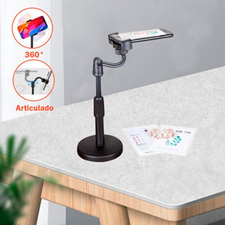 Suporte Para Celular De Mesa Tripé Com Braço Articulado 360º Altura Ajustável