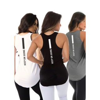 Kit 3 Camisetas Feminina Fitness Academia keep On em Oferta na Shopee