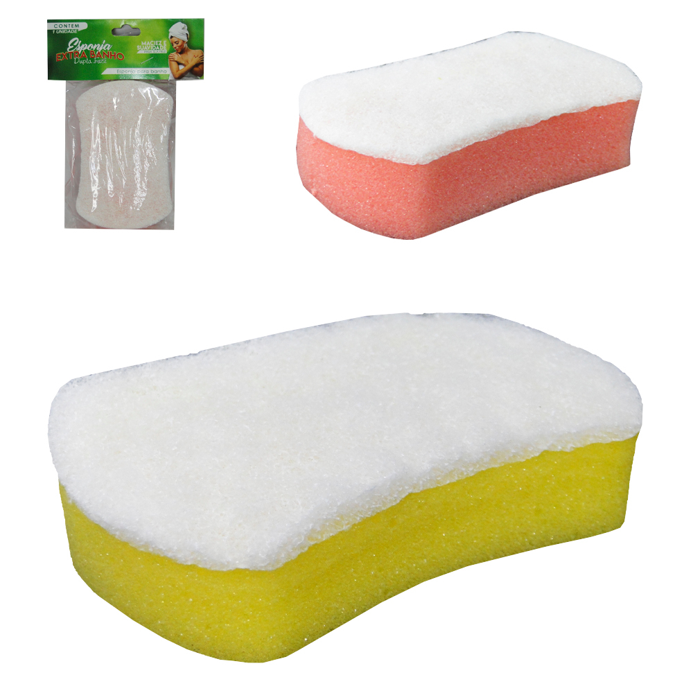 Esponja ou Bucha de Banho Macia Dupla Face Colors Kit com 2 Unid.