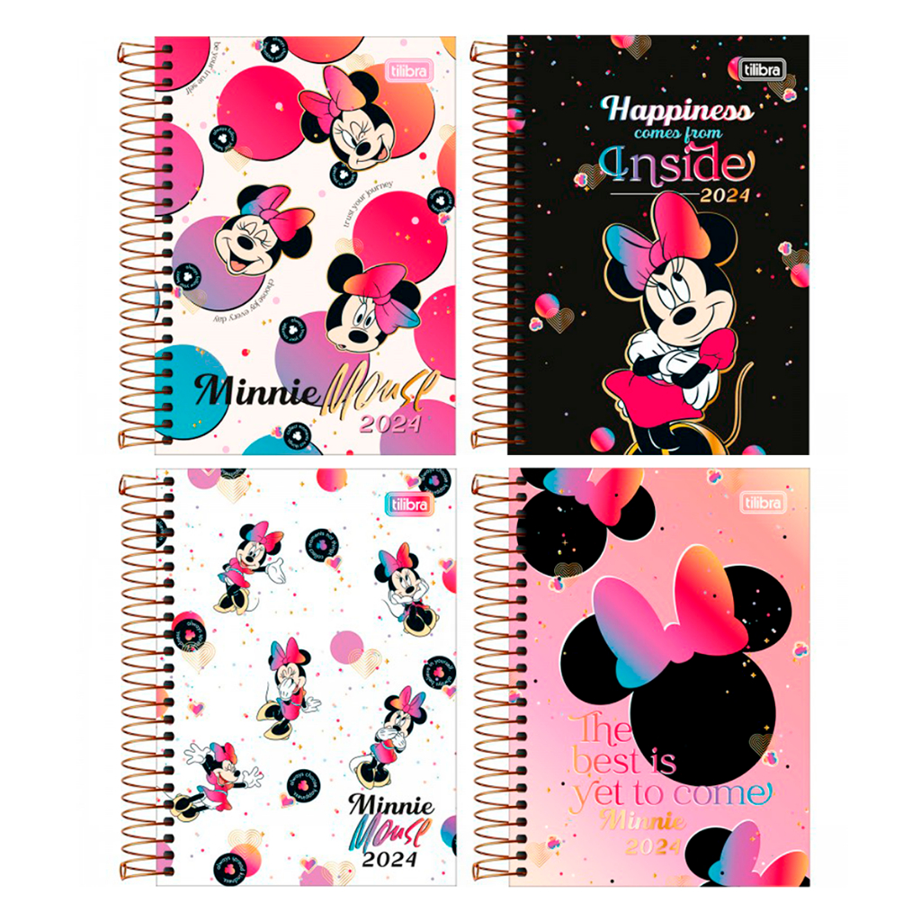 Agenda Minnie Mouse Espiral Diária M5 Tilibra 2024