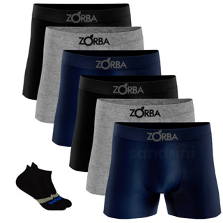 Kit 6 Cueca Boxer Zorba Algodão Masculina Box + 2 Meias Promoção