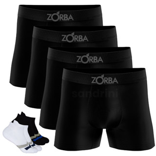 Kit 4 Cuecas Boxer Zorba Original Box Masculina + 4 Meias Promoção
