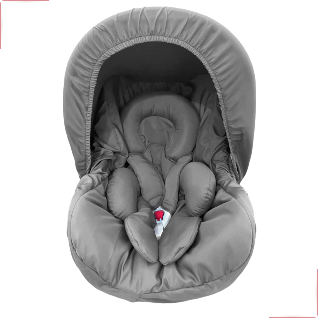 Kit Bebê Conforto Cinza Chumbo 5 peças Capa Capota Redutor Protetor Cinto Galzerano Burigotto Cosco