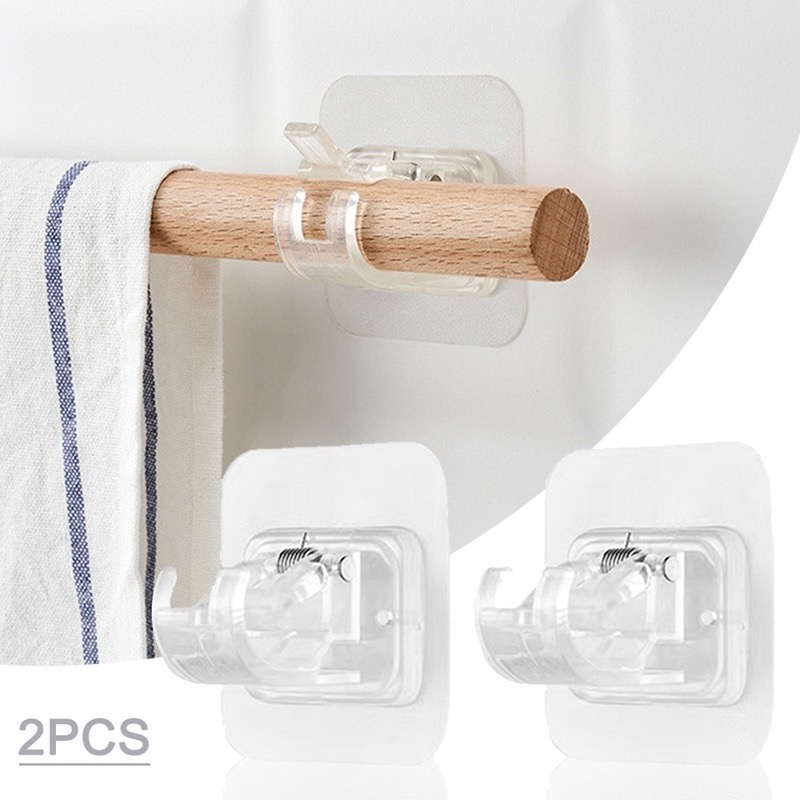Par Suporte p/ Bastão Varão Gancho Adesivo p/ Cortinas Guarda Roupas Pronta Entrega/2Pcs Home Wall Mounted Self Adhesive Suporte De Haste De Cortina Ajustável/Ganchos De Grampo De Base Sem Punção/Gancho Suspensão Fixo