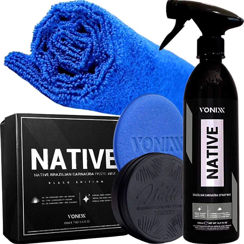 Kit Cera Native Spray Native Black + Pano Microfibra Vonixx - Spare Parts and Accessories for Vehicles