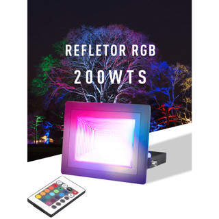 Refletor de LED 200W Smd Mini Holofote RGB Colorido Com Controle Com Memoria bilvolt A Prova D´água IP66