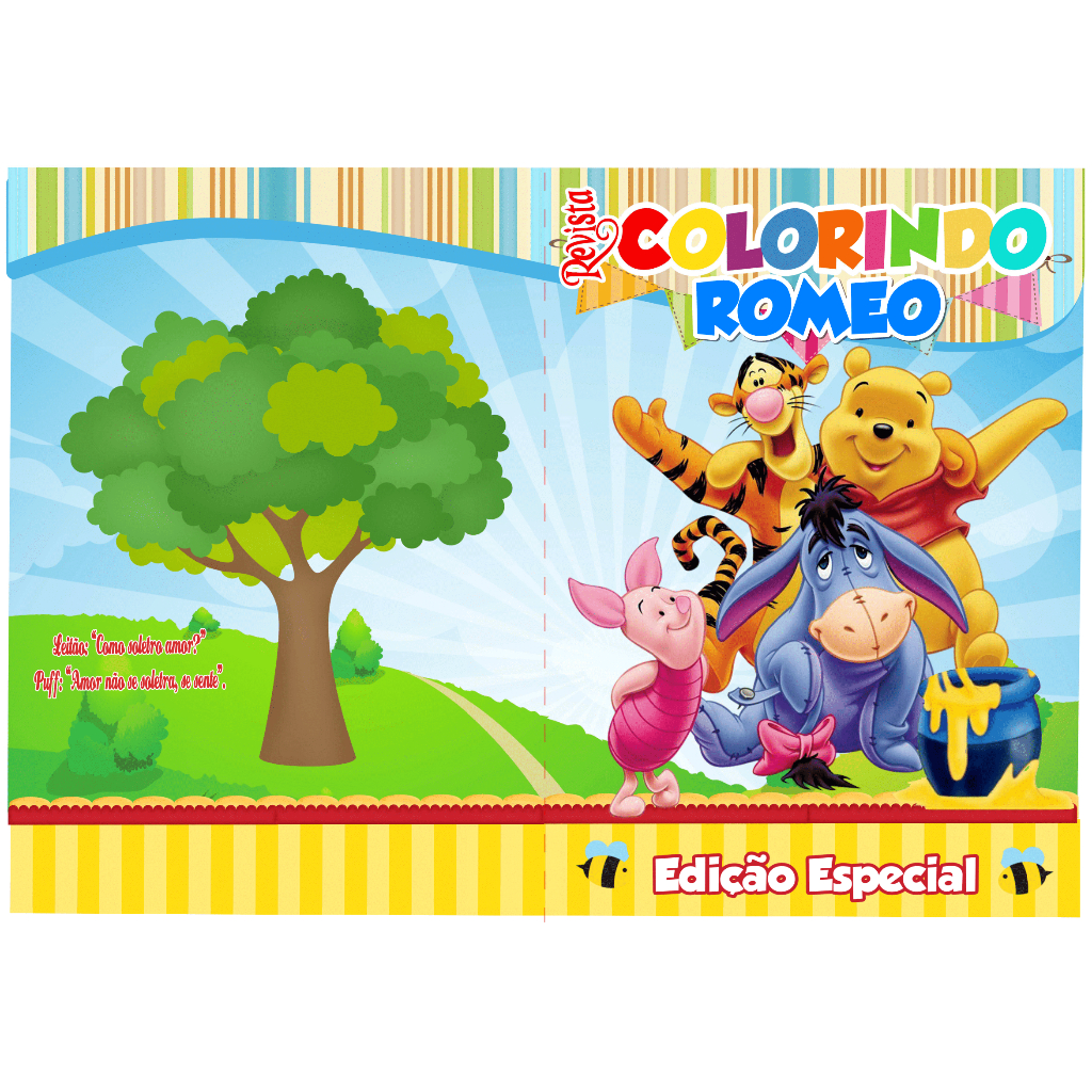 10, 20 OU 30 Livros De Colorir Personalizado / Revistinha de Colorir - URSINHO POOH- GRANDE -CAPA PAPEL DE FOTO