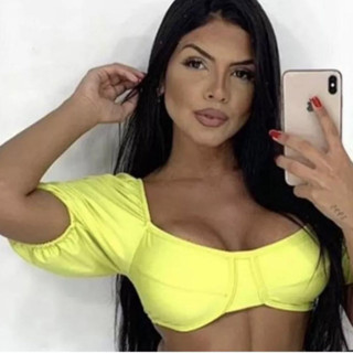 Top Cropped Jade com Bojo e Amarração nas costas - Tamanho Único